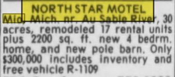 North Star Resort & Campground (North Star Motel) - Nov 1991 For Sale